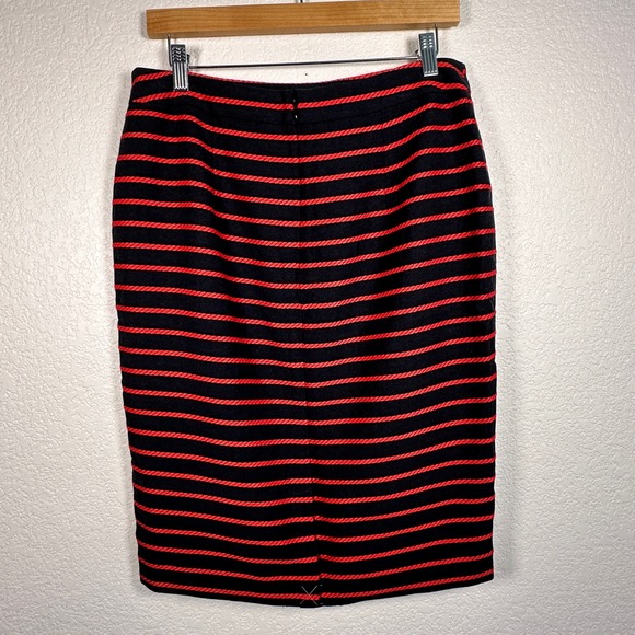 Ann Taylor Nautical‎ Navy Red Striped Pencil Skirt office Size 10 - Picture 4 of 12